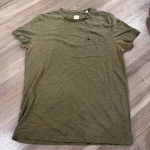 Jack Wills Men’s Olive Green Short Sleeve Pocket V Neck Cotton Blend T Shirt